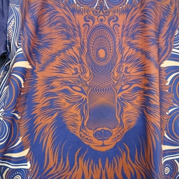 NWT Electrik Unicorn Blue and Orange Lion Face Short Sleeve Blouse Small - Picture 2 of 9